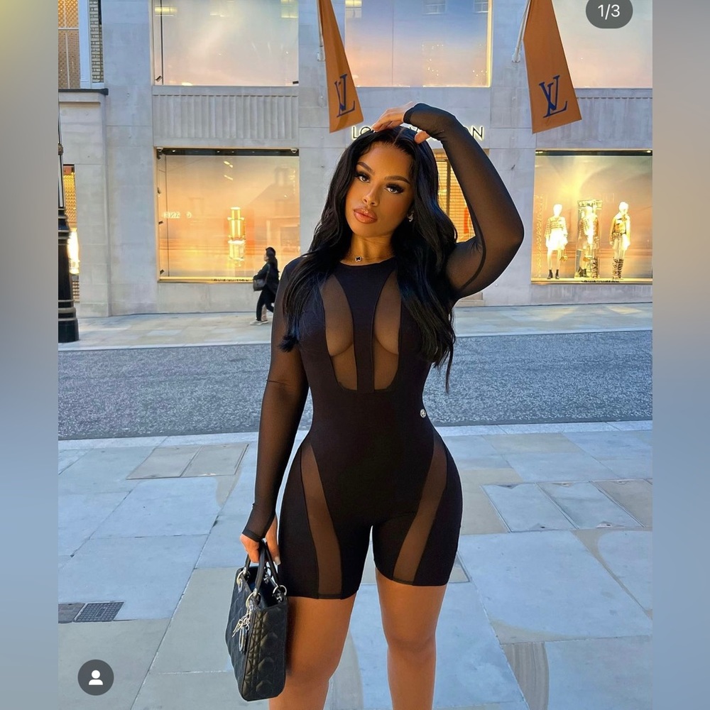 Black Sheer Long Sleeve Jumpsuit